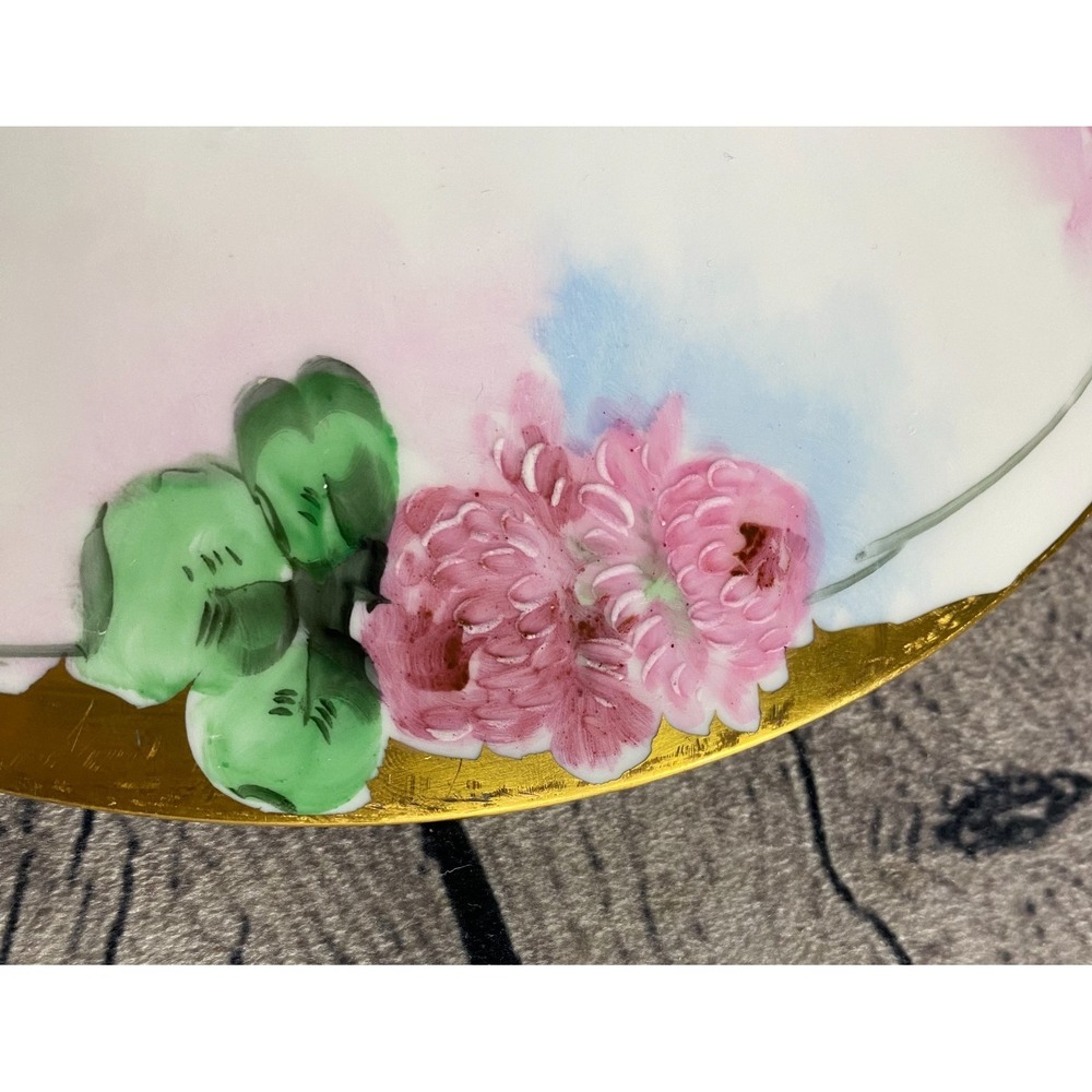 Vintage Limoge Style Covered Serving Bowl Pink Roses Gold Trim Japan - Picture 8 of 14
